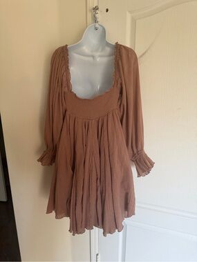 Free People Mini Dress in Dusty Rose Brown